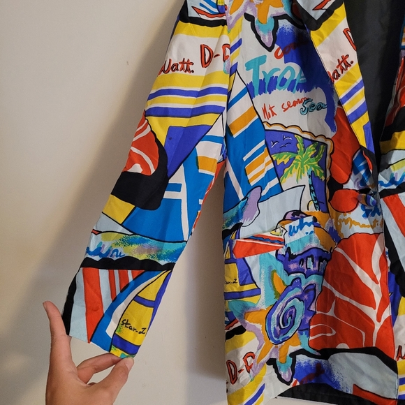 Vintage Carol Horn Workshop 100% Silk Blazer Ocean Cruise 80s - Picture 2 of 14